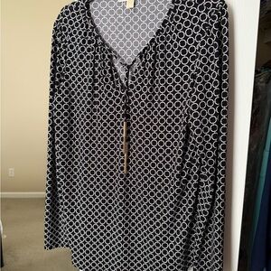Michael Kors Black Long Sleeve Tie Front Blouse